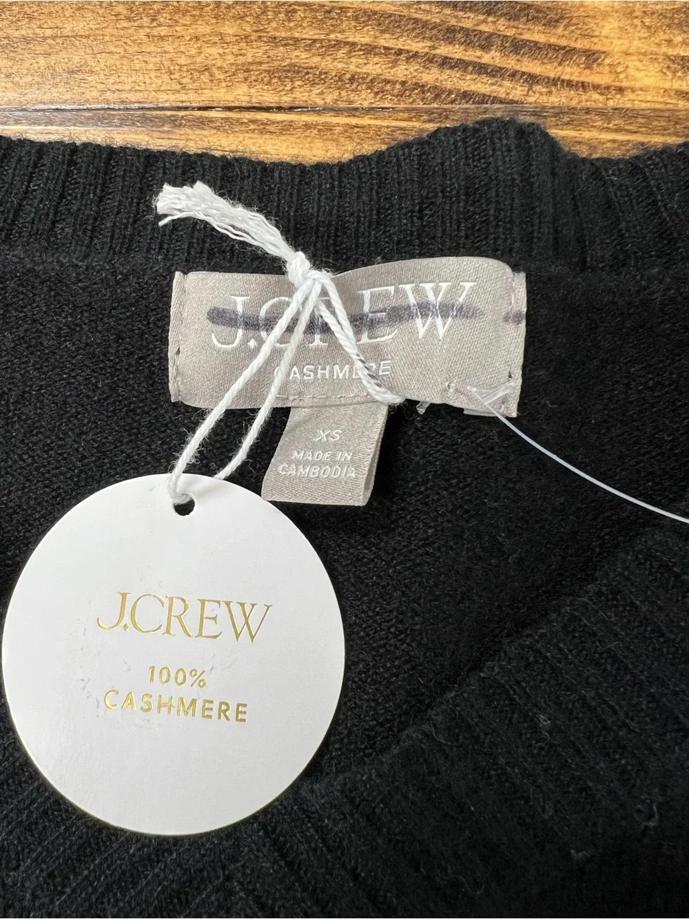 J. Crew Cashmere high V-neck sweater in stripe Black and White Size XS